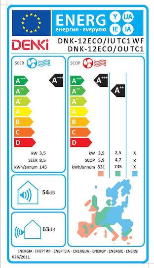 Denki Eco Климатици Inverter 12000 BTU A+++/A++ с WiFi