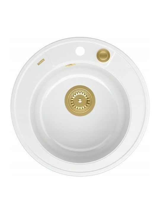 GraniteQ Morgan 210 Drop-In Sink Synthetic Granite W48.5xD48.5cm White