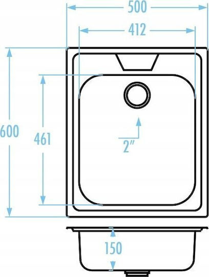 Kuchinox 60 SK6_010T Кораб Мивка Inox Сатен Ш50xД60см Сребрист