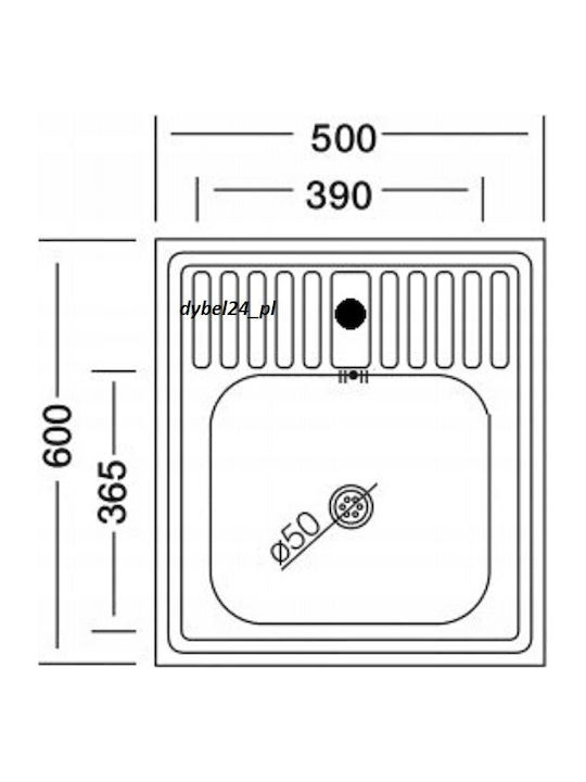 Kuchinox 60 Επικαθήμενος Νεροχύτης Inox Σατινέ Μ50xΠ60cm Ασημί