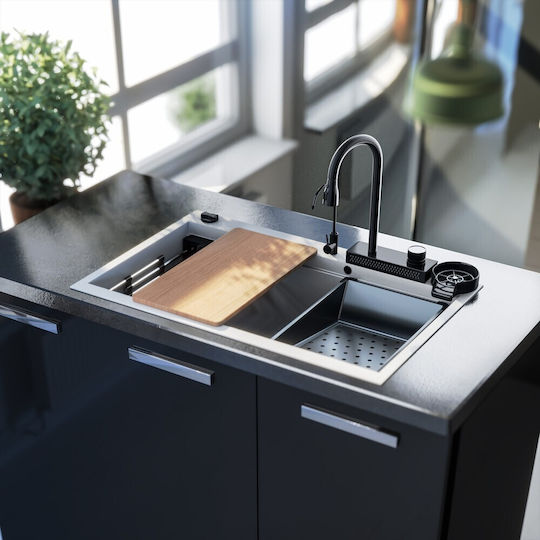 Sanitec Ultra Granite SAN.850.35.PTR.INX Drop-In Sink Inox W79xD50cm Gray