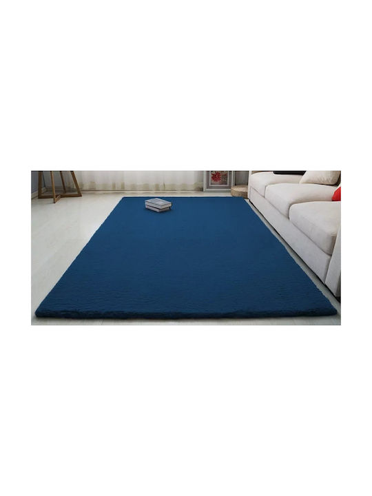 Strado Carpets Teppich Rechteckig Synthetisch,Polyester/Cotton/Leather Blue