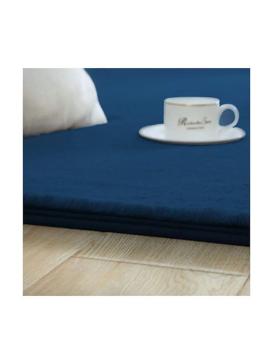 Strado Carpets Teppich Rechteckig Synthetisch,Polyester/Cotton/Leather Blue
