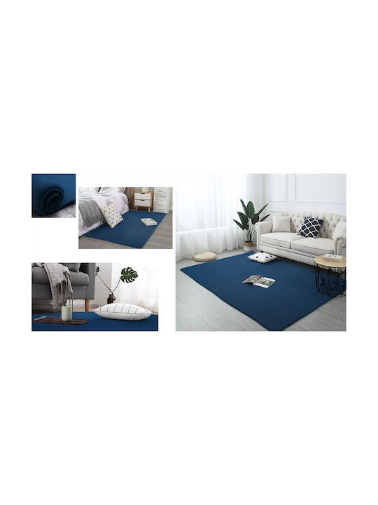 Strado Carpets Teppich Rechteckig Synthetisch,Polyester/Cotton/Leather Blue
