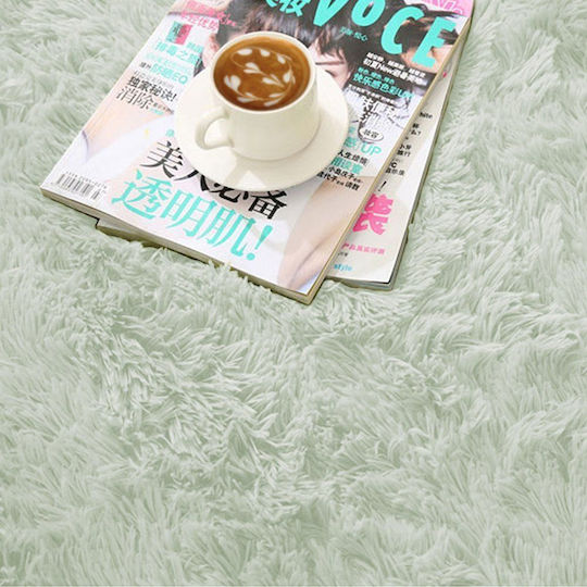 Strado Carpets Αντιολισθητικό Χαλί Στρογγυλό Shaggy White Lime Φ150cm