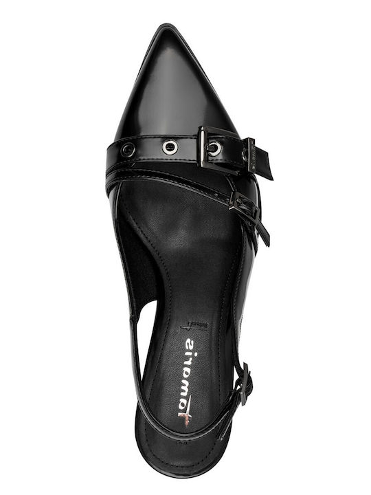 Leder Pumps mit Spitze Zehe Mit Mittelhohem Absatz Schwarz