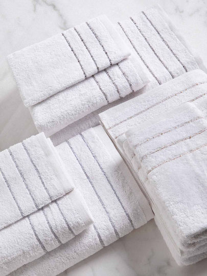 Aigaion Set Of 3 Bath Towels Blue Weight 500gsm