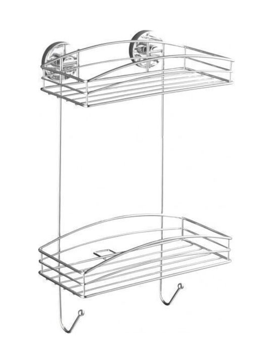 Wenko Wall Mounted Bathroom Shelf Metallic 25.9x14.9x42.9cm Silver