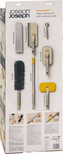 Joseph Joseph Cleantech Cleaning Set 5 Cleaning Tools + Extendable Handle Glass Tiles Surfaces Extension