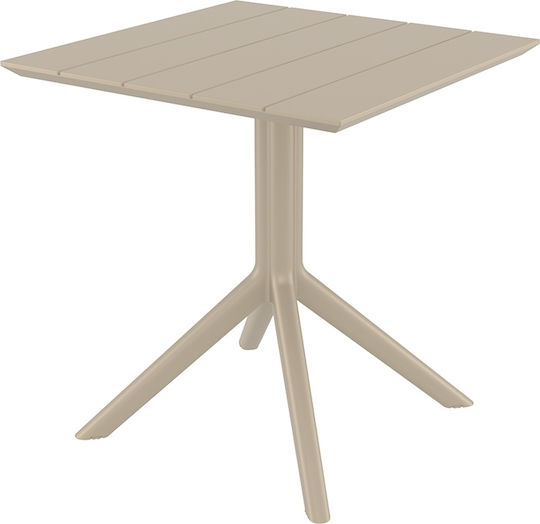 Paris Square Table Kitchen Polypropylene Taupe 70x70x74cm