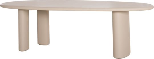 Fiber Oval Dining Room Table from Concrete Beige 240x100x75cm