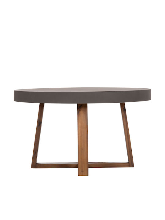 Rundes Esszimmer- und Küchentisch mit Beton-Oberflächenmaterial in Grau 130x130x75cm