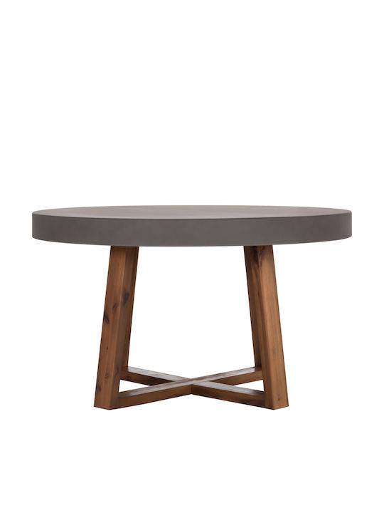 Rundes Esszimmer- und Küchentisch mit Beton-Oberflächenmaterial in Grau 130x130x75cm