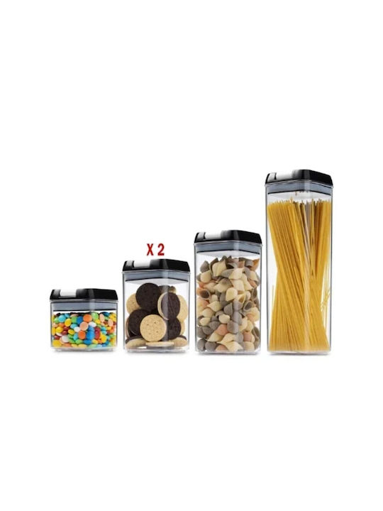 Set of 5 Pieces Food Jars for Sugar Coffee Tea with Plastic Lid Brown 1200ml