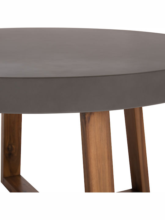 Rundes Esszimmer- und Küchentisch mit Beton-Oberflächenmaterial in Grau 130x130x75cm