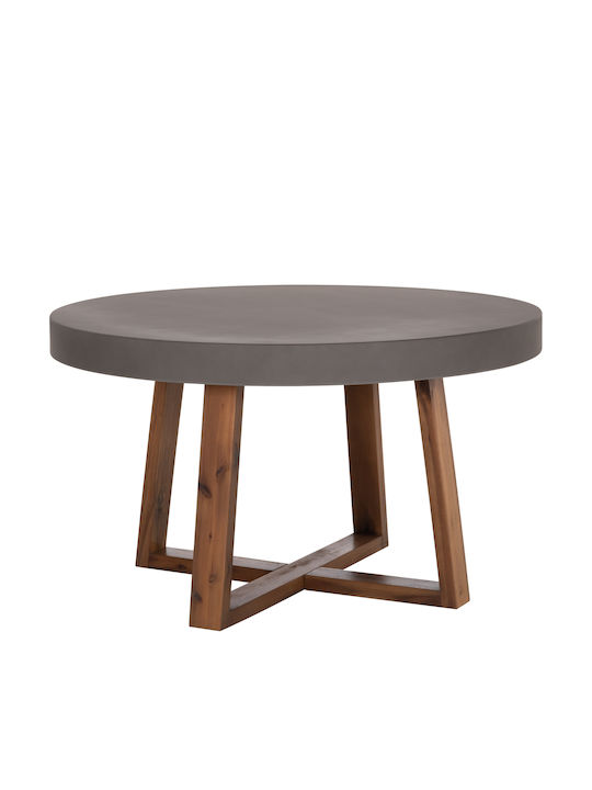 Rundes Esszimmer- und Küchentisch mit Beton-Oberflächenmaterial in Grau 130x130x75cm