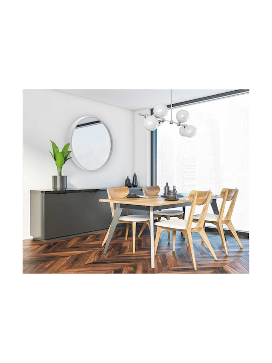 BD art Wandspiegel mit Weißem Hölzernes Rahmen 60cm Durchmesser