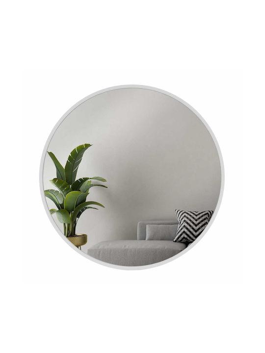 BD art Wandspiegel mit Weißem Hölzernes Rahmen 60cm Durchmesser