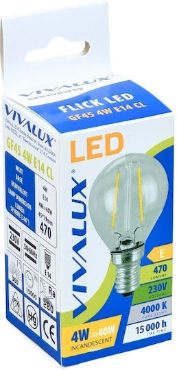 Vivalux Λάμπα LED 4W για Ντουί E14 Φυσικό Λευκό