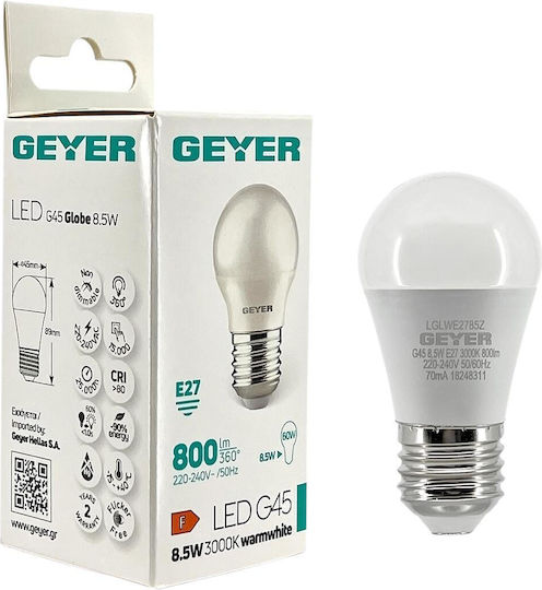 Geyer LED крушка 8.5W за фасунга E27 и форма G45 Топло бяло