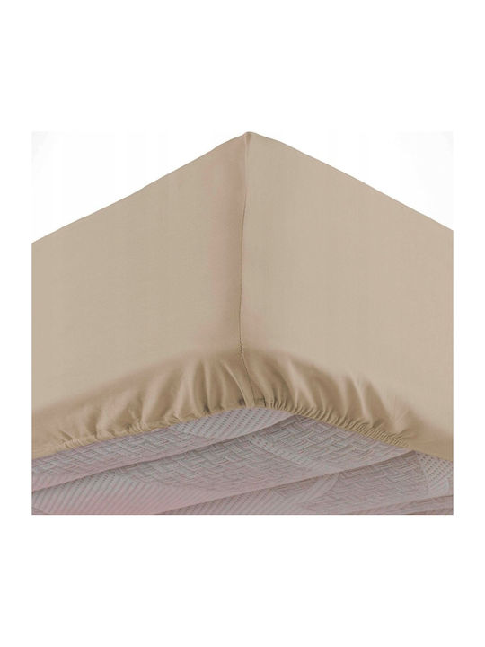 Douceur d'Intérieur Σεντόνι Υπέρδιπλο με Λάστιχο 160x200εκ. Μπεζ