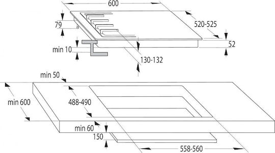 Gorenje Εστία Φυσικού Αερίου Αυτόνομη 56x52εκ.