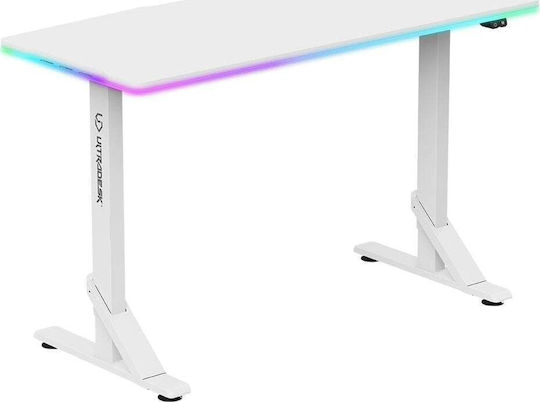 Schreibtisch Iron Holz White mit Metallbeinen & verstellbarer Höhe 132.5x60.5x71cm