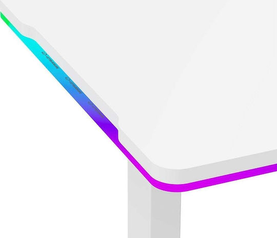 Schreibtisch Iron Holz White mit Metallbeinen & verstellbarer Höhe 132.5x60.5x71cm