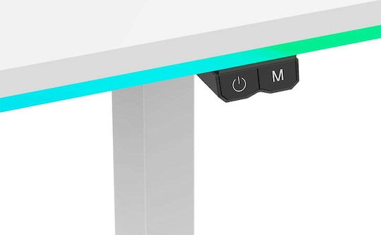Schreibtisch Iron Holz White mit Metallbeinen & verstellbarer Höhe 132.5x60.5x71cm
