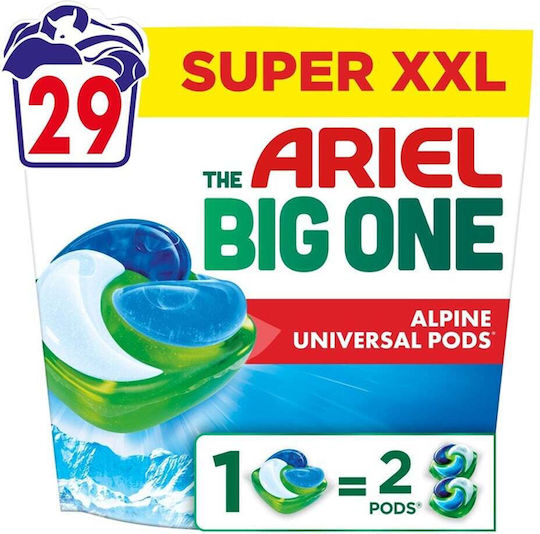 Ariel Big One Απορρυπαντικό Πλυντηρίου Ρούχων Κάψουλες Alpine 29μεζ