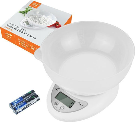 LTC Audio Ψηφιακή Ζυγαριά Κουζίνας με Κάδο έως 5kg Λευκή