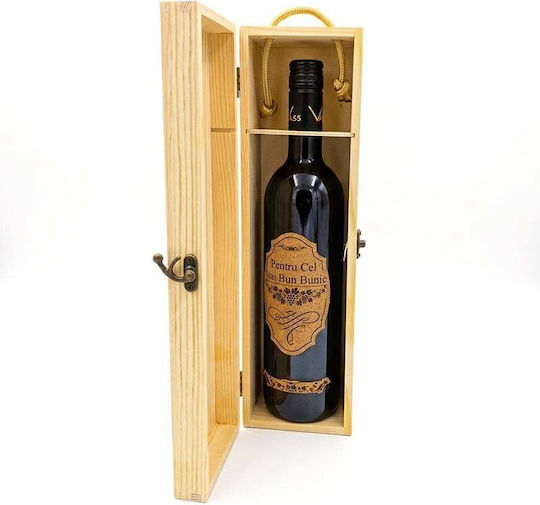 Premium Red Wine Package " Best Grandfather" In Engraved Wooden Box Manor Illustration