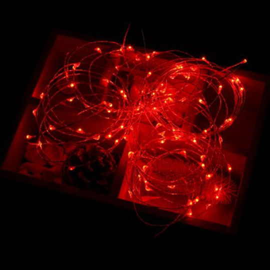 100 LED лампички 10 м Червени на лента