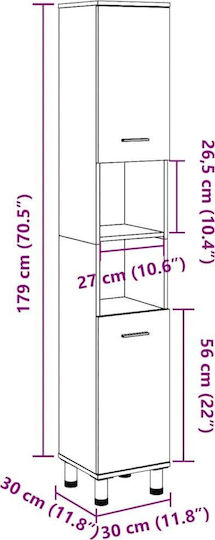 vidaXL Badezimmersäule Boden H30xB30xH179cm Eiche