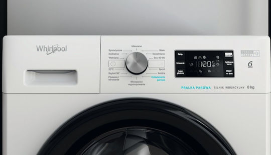 Whirlpool Mașină de Spălat Rufe 8kg cu Tehnologie cu Abur 1200 Rotiri Al 6-lea Simț FFB 8258 BV EE