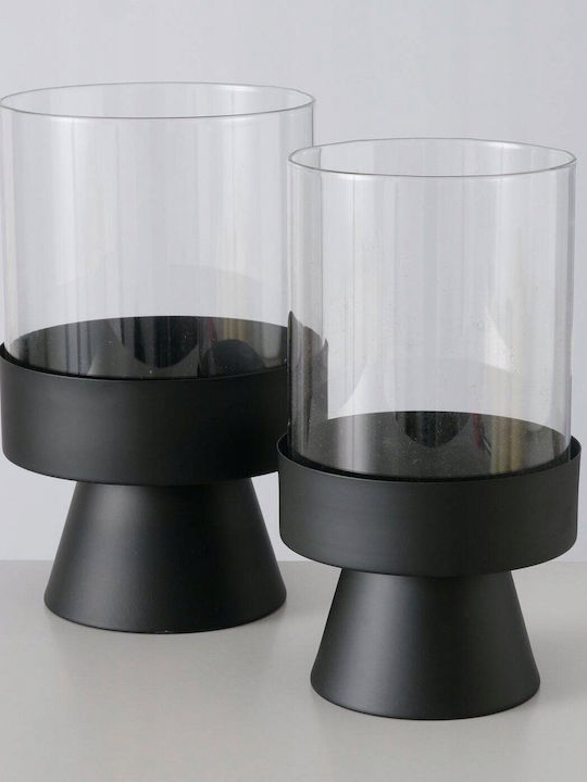 Boltze Pallas Set of Candle Holders Metal in Black Color 2pcs