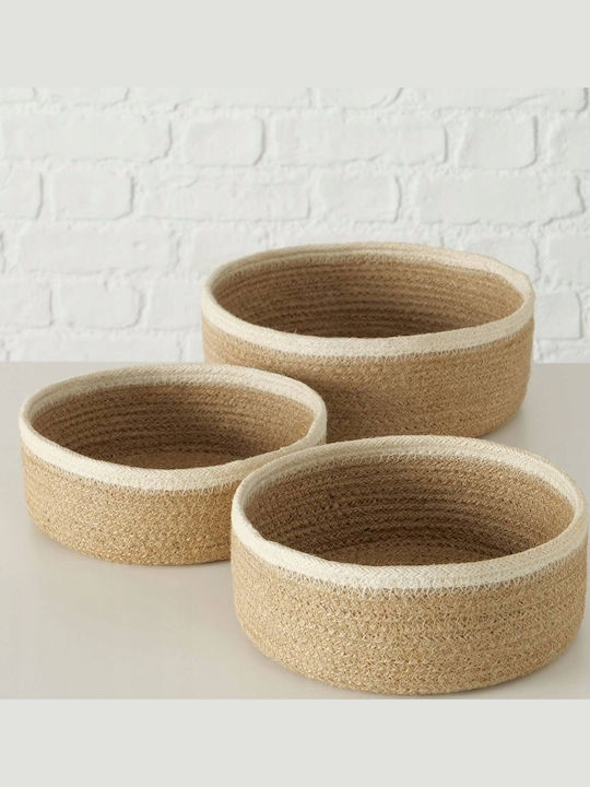 Boltze Set Decorative Baskets Wicker White 3 Pieces