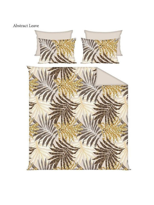 Domoletti Cotton Duvet Cover Set 200x220cm Double with 2 Beige Pillowcases