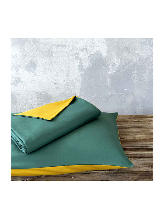 Nima Duvet Cover Set Queen with 2 Pillowcases 220x240 Abalone Green / Mustard Beige
