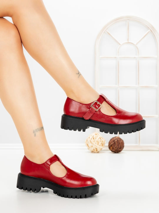 Pantofi Balerini Pentru Femei În Culoare Burgundy