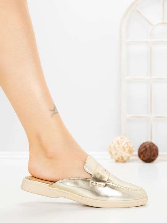 Flat Mules σε Χρυσό Χρώμα