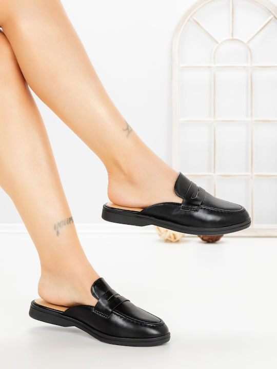 Pantofi Mules Dama Flat Negru Culoare Full Face