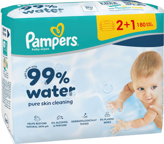 99% Wasser Baby-Feuchttücher ohne Alkohol & Parabene 3x60 Stück