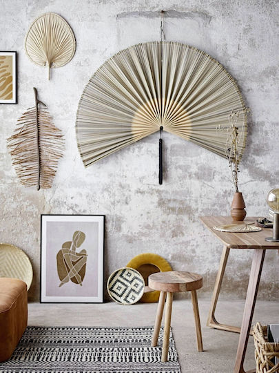 Bloomingville Handmade Wall Decor Fan Black Made of Fabric 145x72cm