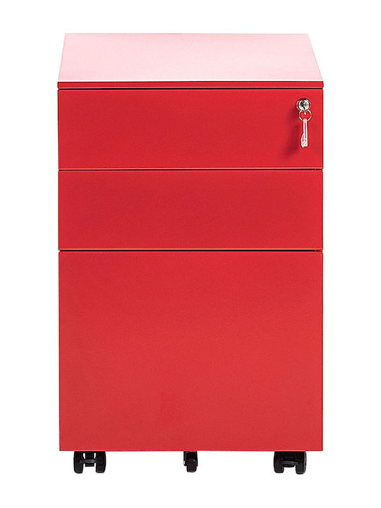 Кабинет Офис Метално с колелца и чекмеджета Red 39x52x60см