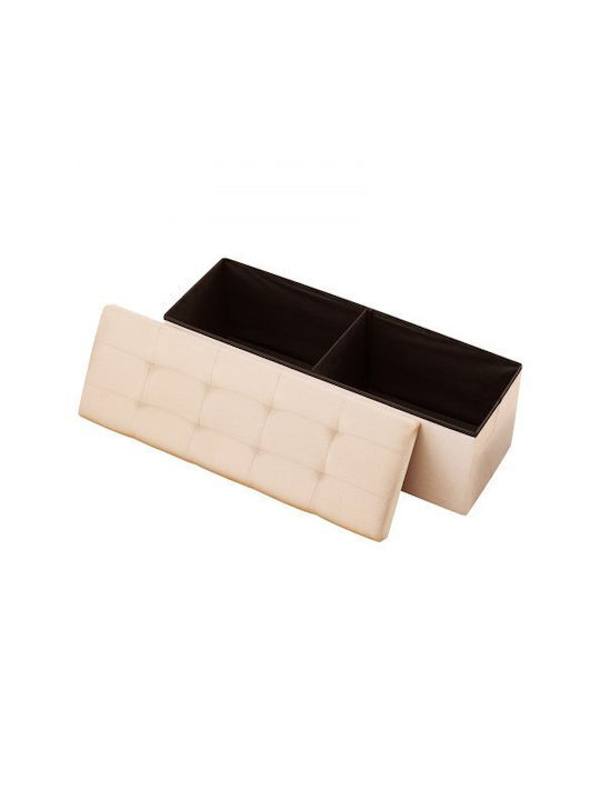 Collapsible Bench Stool with Storage Space Wooden Beige
