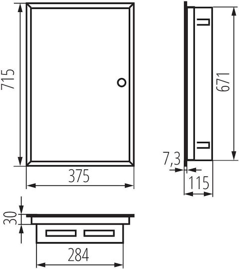 Modular Switchgear 4x12 Flush Mounted IP30 N+PE I Class Metal Door White KP-DB-I-MF-412 White 35682