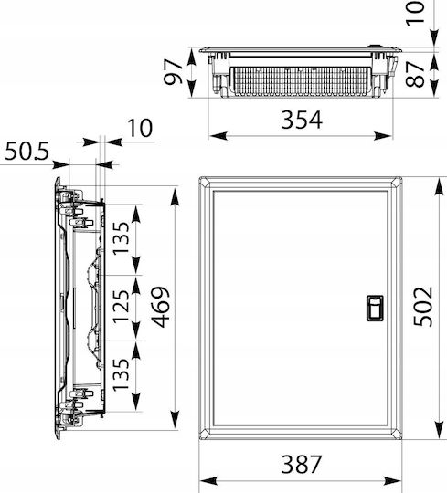 Rpdm 2x14 Metal Door Flush-mounted Switchgear N+pe 28 Class Ii Ik08 Idealine 69.214