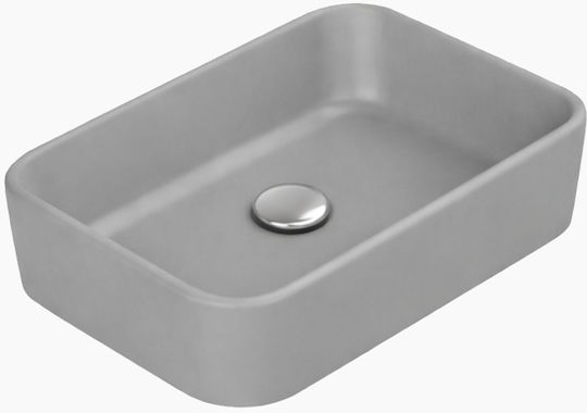Cerastyle Hera Επικαθήμενος Νιπτήρας Πορσελάνης 50x36.5x14.5cm Γκρι Ματ