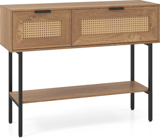 Wood and Metal Console Natural L76xW29.5xH100cm